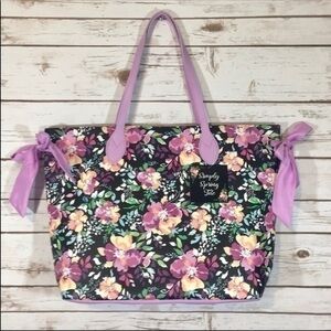 Floral Tote Bag Simply Spring Trendy Ribbon Detail
